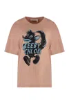 See By Chloé Graphic-print Cotton T-shirt In Pink