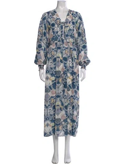 Pre-owned See By Chloé Printed Long Dress In Blue