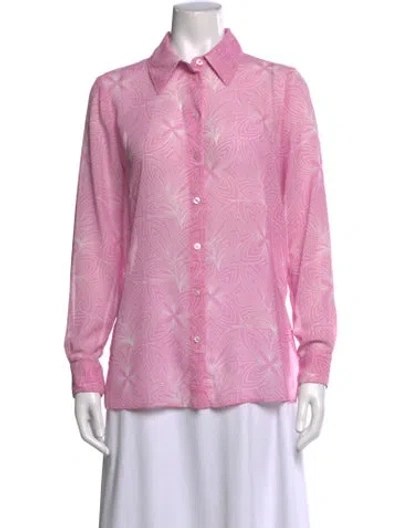 Pre-owned See By Chloé Printed Long Sleeve Blouse In Pink