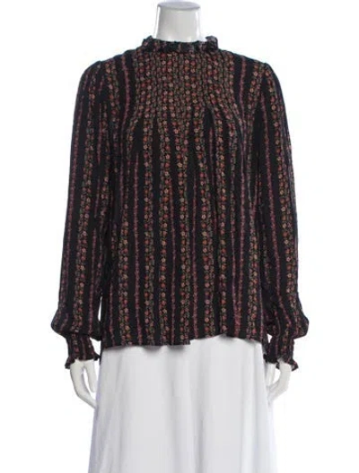 Pre-owned See By Chloé Printed Mock Neck Blouse In Black