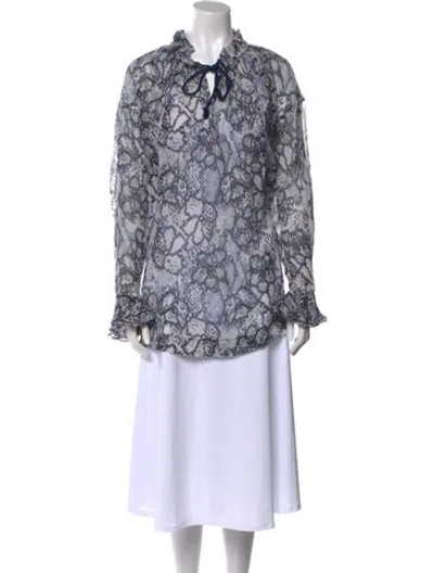 Pre-owned See By Chloé Printed Mock Neck Tunic In Blue