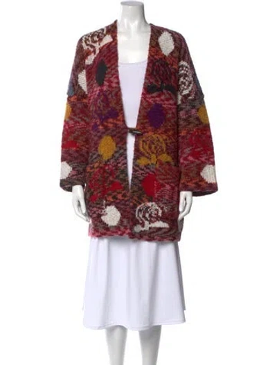 Pre-owned See By Chloé Printed Open Front Sweater In Red