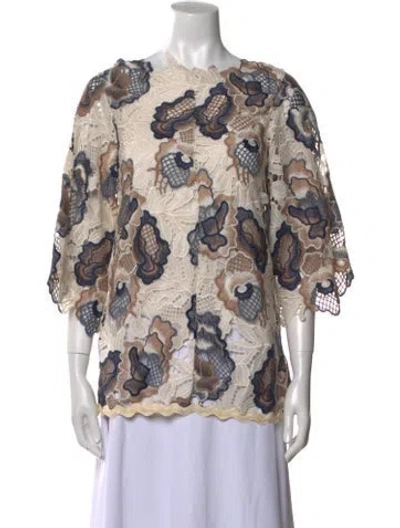 Pre-owned See By Chloé Printed Scoop Neck Blouse W/ Tags In Neutral