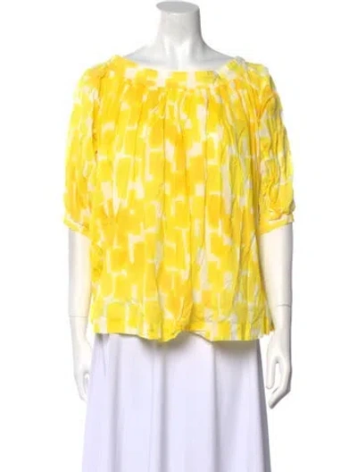 Pre-owned See By Chloé Printed Scoop Neck Blouse In Yellow