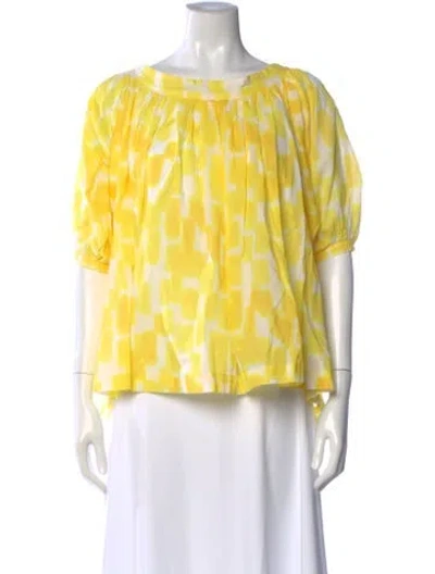 Pre-owned See By Chloé Printed Scoop Neck Blouse In Yellow