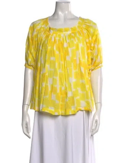Pre-owned See By Chloé Printed Square Neckline Top In Yellow