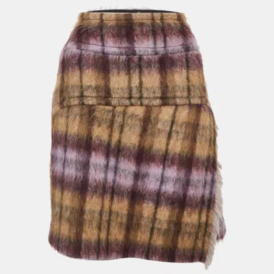 See By Chloé Purple/brown Alpaca Blend Plaid Mini Skirt S In Multi