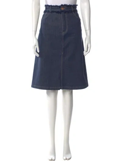 Pre-owned See By Chloé Raw-edge Trim Knee-length Skirt In Blue