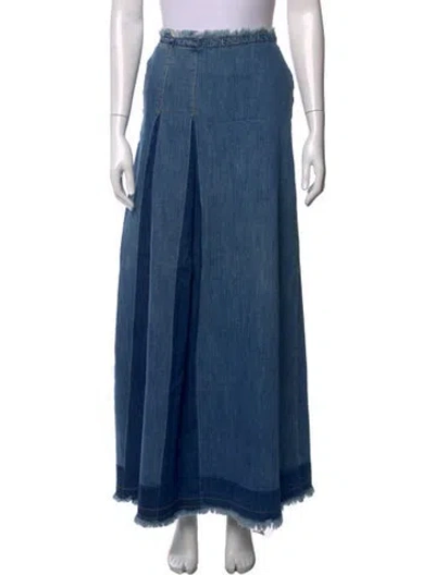 Pre-owned See By Chloé Raw-edge Trim Long Skirt In Blue