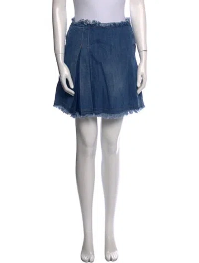 Pre-owned See By Chloé Raw-edge Trim Mini Skirt In Blue