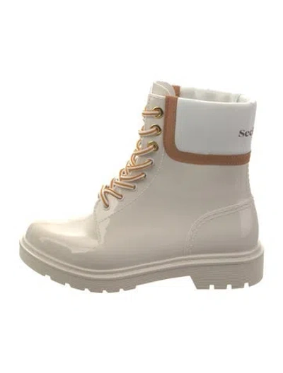 Pre-owned See By Chloé Rubber Rain Boots In Neutral