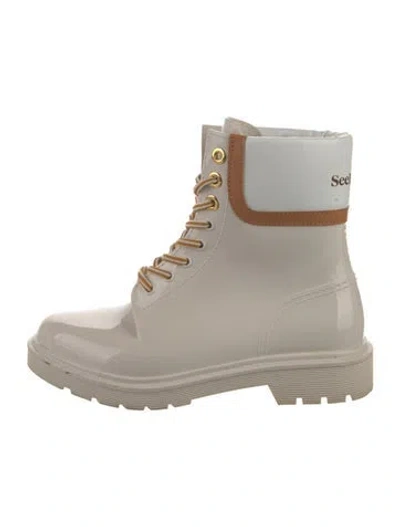 Pre-owned See By Chloé Rubber Rain Boots In White