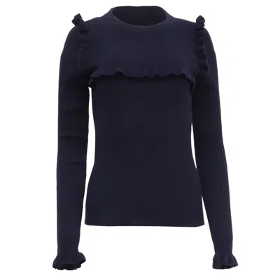 Pre-owned See By Chloé Ruffled Sweater In Navy Blue Alpaca Wool