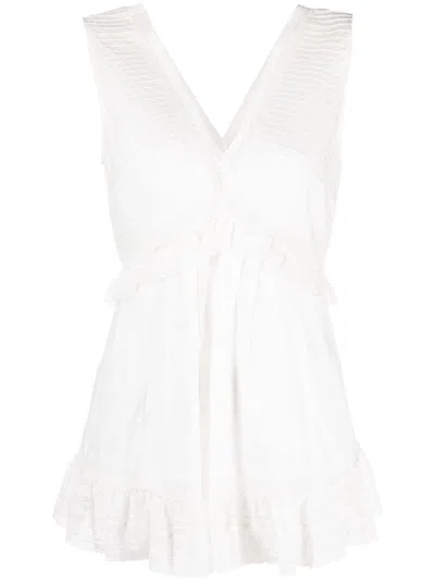 See By Chloé Ruffled V-neck Sleeveless Blouse In White