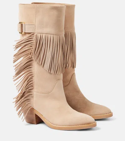 See By Chloé Santiag 65 Suede Knee-high Boots In Beige