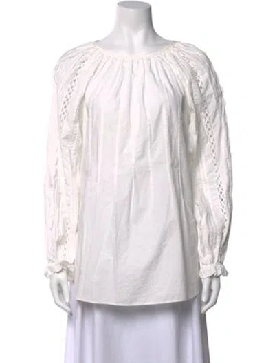Pre-owned See By Chloé Scoop Neck Long Sleeve Blouse In White
