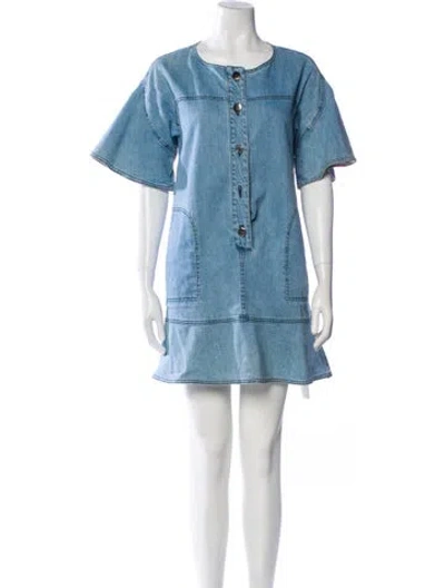 Pre-owned See By Chloé Scoop Neck Mini Dress In Blue