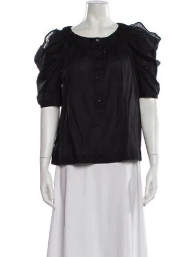 Pre-owned See By Chloé Scoop Neck Short Sleeve Blouse In Gray