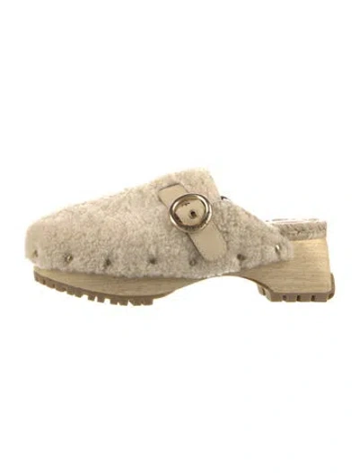 Pre-owned See By Chloé Shearling Colorblock Pattern Mules In Neutral