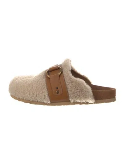 Pre-owned See By Chloé Shearling Mules In Neutral