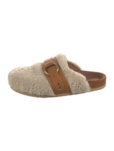 Pre-owned See By Chloé Shearling Mules In Neutral