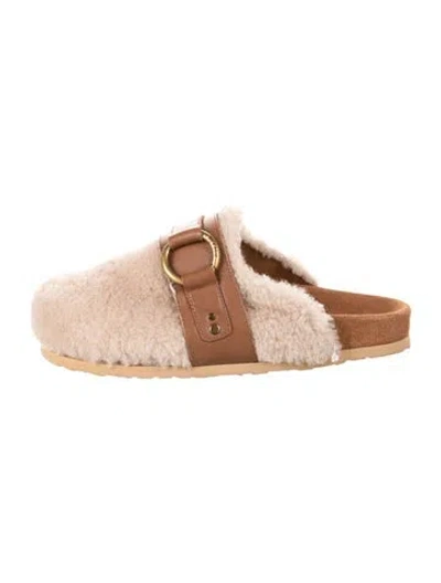 Pre-owned See By Chloé Shearling Mules In Neutrals