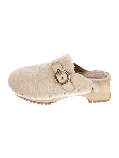 Pre-owned See By Chloé Shearling Mules In Neutrals
