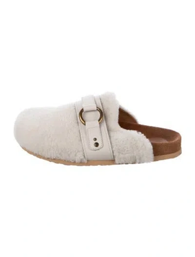 Pre-owned See By Chloé Shearling Mules In White