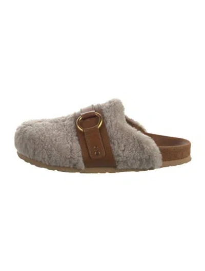 Pre-owned See By Chloé Shearling Patterned Mules In Neutral