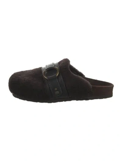 Pre-owned See By Chloé Shearling Slides In Black