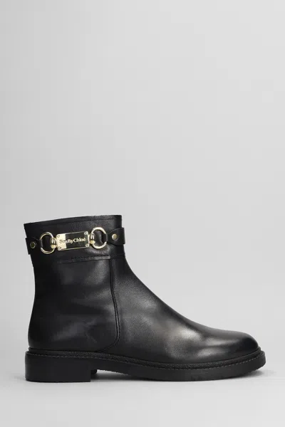 See By Chloé Signature 1 Low Heels Ankle Boots In Black Leather