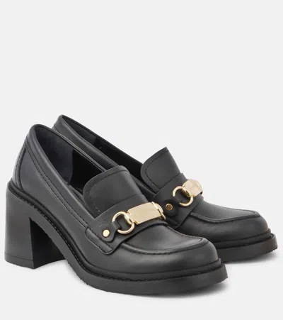 See By Chloé Signature 75 Leather Loafer Pumps In Black