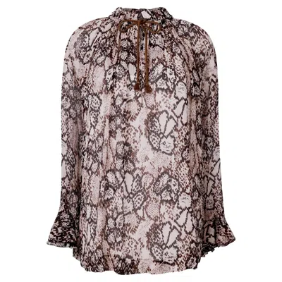 Pre-owned See By Chloé See By Chloe Silk & Cotton Chiffon Snake Print Top In Gray