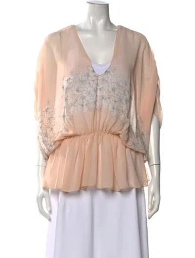 Pre-owned See By Chloé Silk Floral Print Blouse In Blue