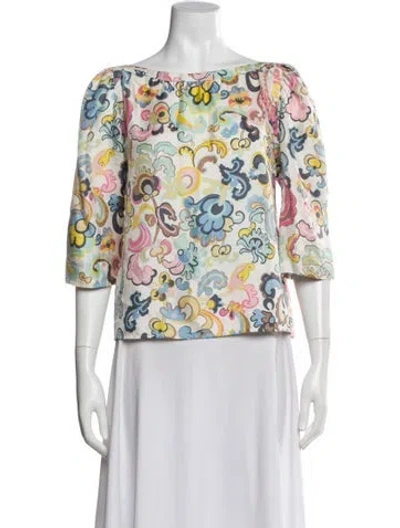 Pre-owned See By Chloé Silk Floral Print Blouse In Neutral