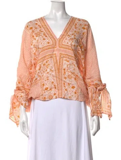 Pre-owned See By Chloé Silk Floral Print Blouse In Orange