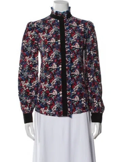 Pre-owned See By Chloé Silk Floral Print Blouse In Red