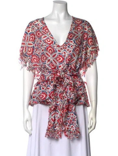 Pre-owned See By Chloé Silk Floral Print Blouse In Red
