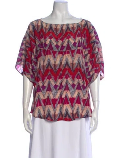 Pre-owned See By Chloé Silk Graphic Print Blouse In Pink