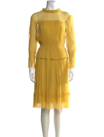 Pre-owned See By Chloé Silk Knee-length Dress In Yellow