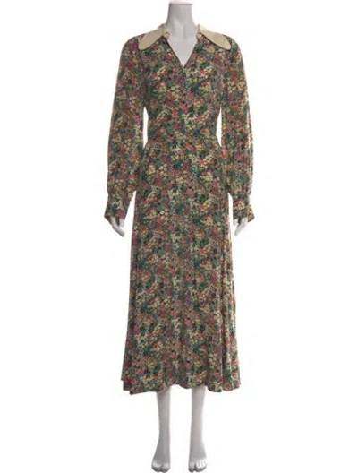 Pre-owned See By Chloé Silk Long Dress In Blue/green/neutrals