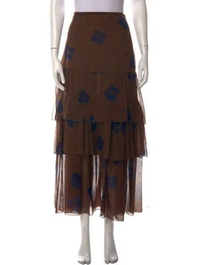 Pre-owned See By Chloé Silk Long Skirt In Brown