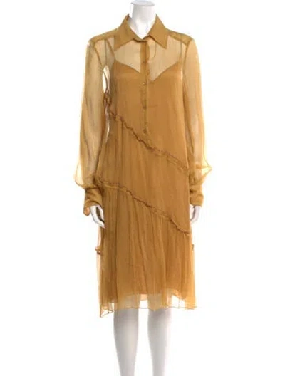 Pre-owned See By Chloé Silk Midi Length Dress In Yellow