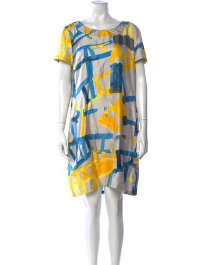 Pre-owned See By Chloé Silk Mini Dress In Grey/yellow