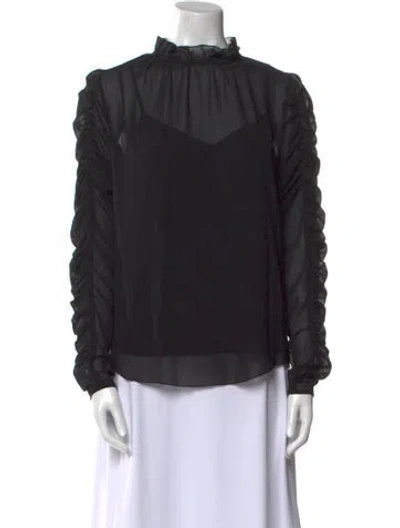 Pre-owned See By Chloé Silk Mock Neck Blouse In Black