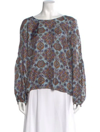 Pre-owned See By Chloé Silk Patterned Blouse In Blue