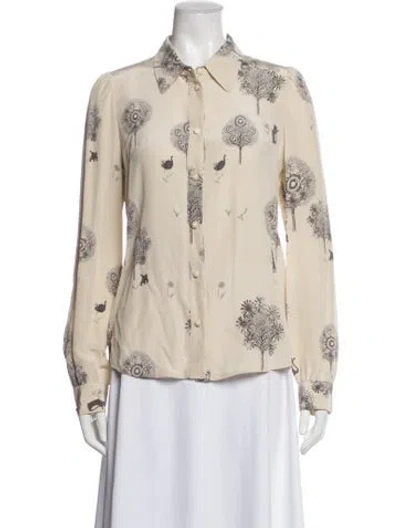 Pre-owned See By Chloé Silk Printed Blouse W/ Tags In Neutrals