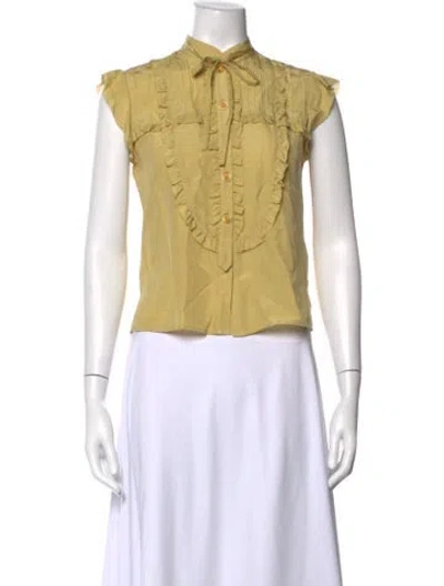 Pre-owned See By Chloé Silk Printed Blouse In Yellow