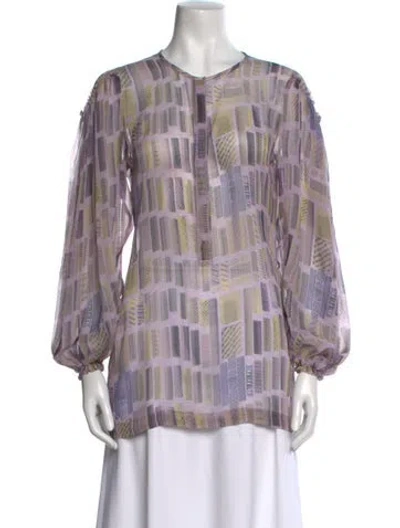 Pre-owned See By Chloé Silk Printed Button-up Top In Purple