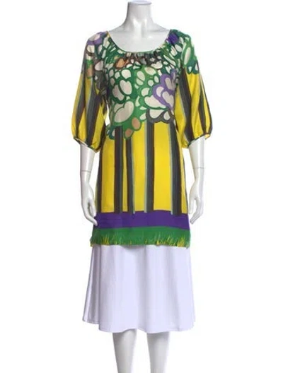 Pre-owned See By Chloé Silk Printed Top In Green